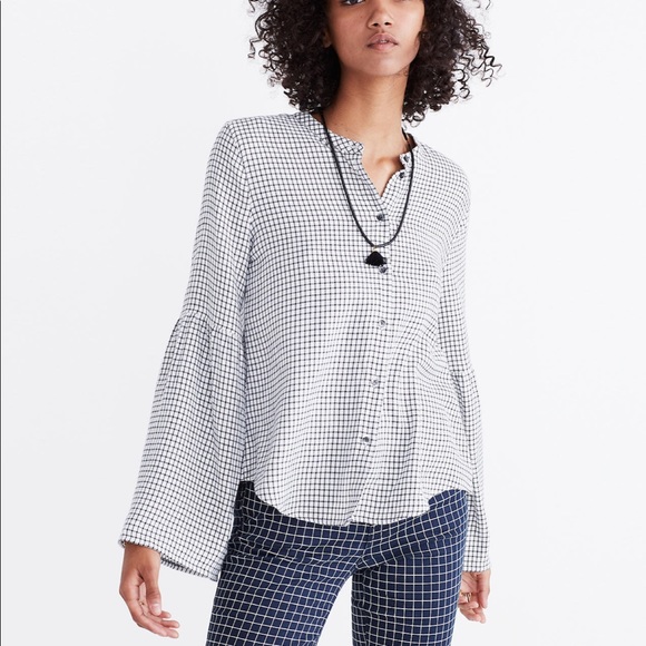 Madewell Tops - MADEWELL • Bell sleeve button down shirt